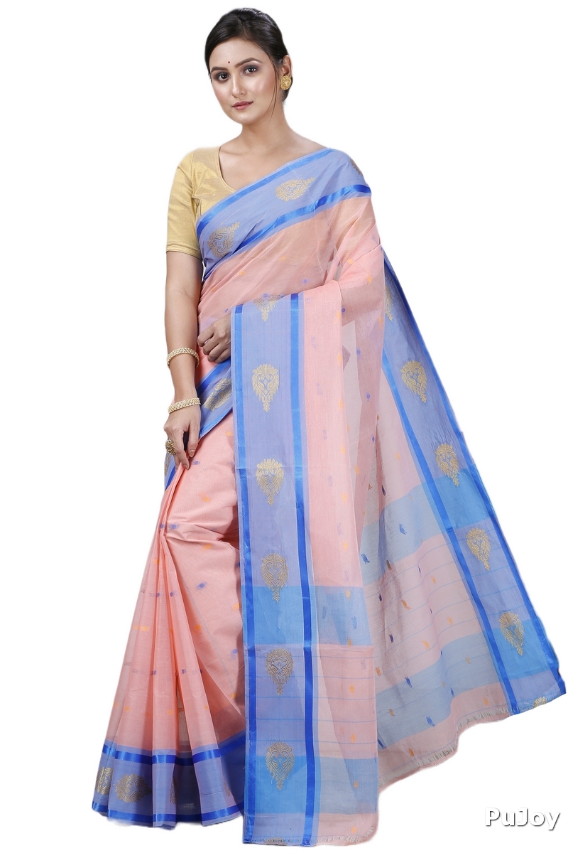 Peach Pure Cotton Upala Tant Saree (1162)