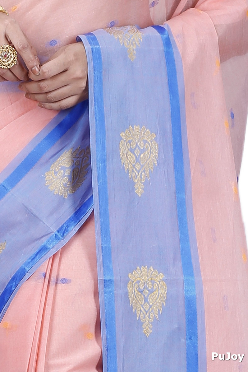 Peach Pure Cotton Upala Tant Saree (1162)