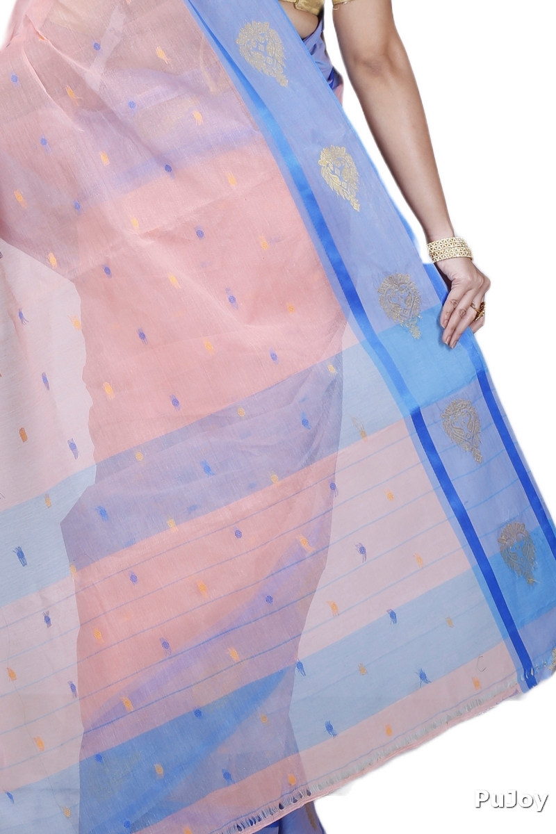 Peach Pure Cotton Upala Tant Saree (1162)