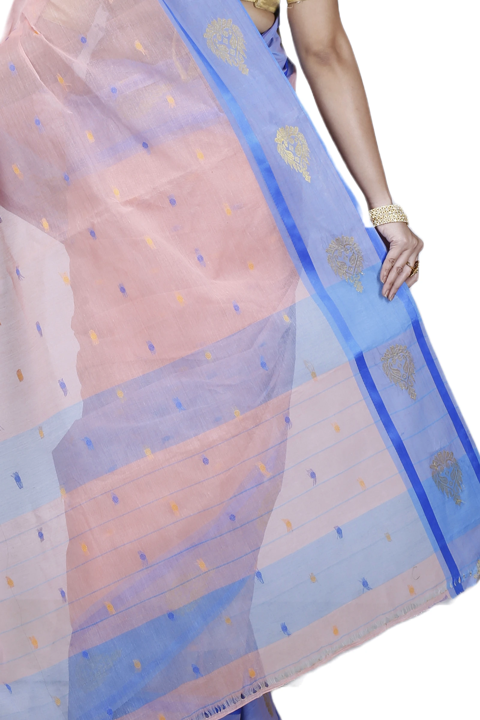 Peach Pure Cotton Upala Tant Saree (1162)