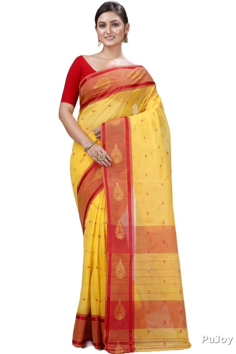 Yellow Pure Cotton Upala Tant Saree (1163)