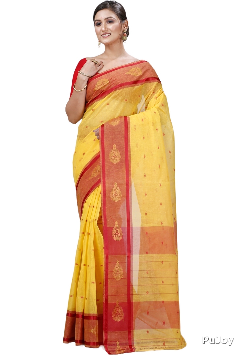 Yellow Pure Cotton Upala Tant Saree (1163)