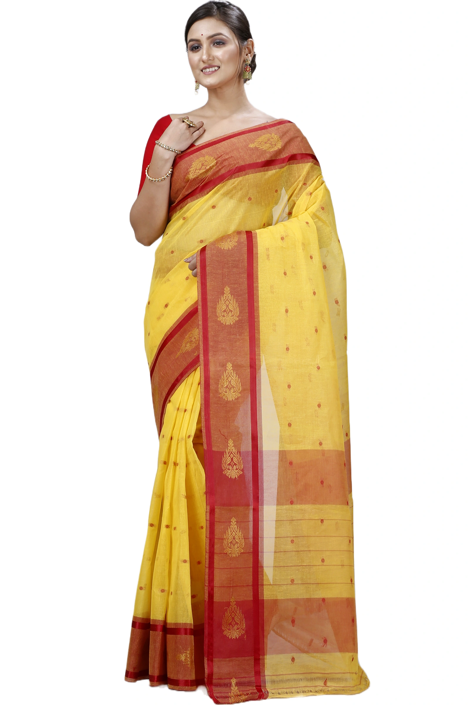 Yellow Pure Cotton Upala Tant Saree (1163)