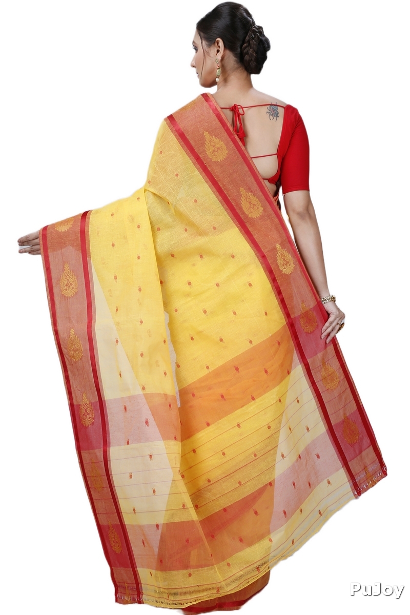 Yellow Pure Cotton Upala Tant Saree (1163)