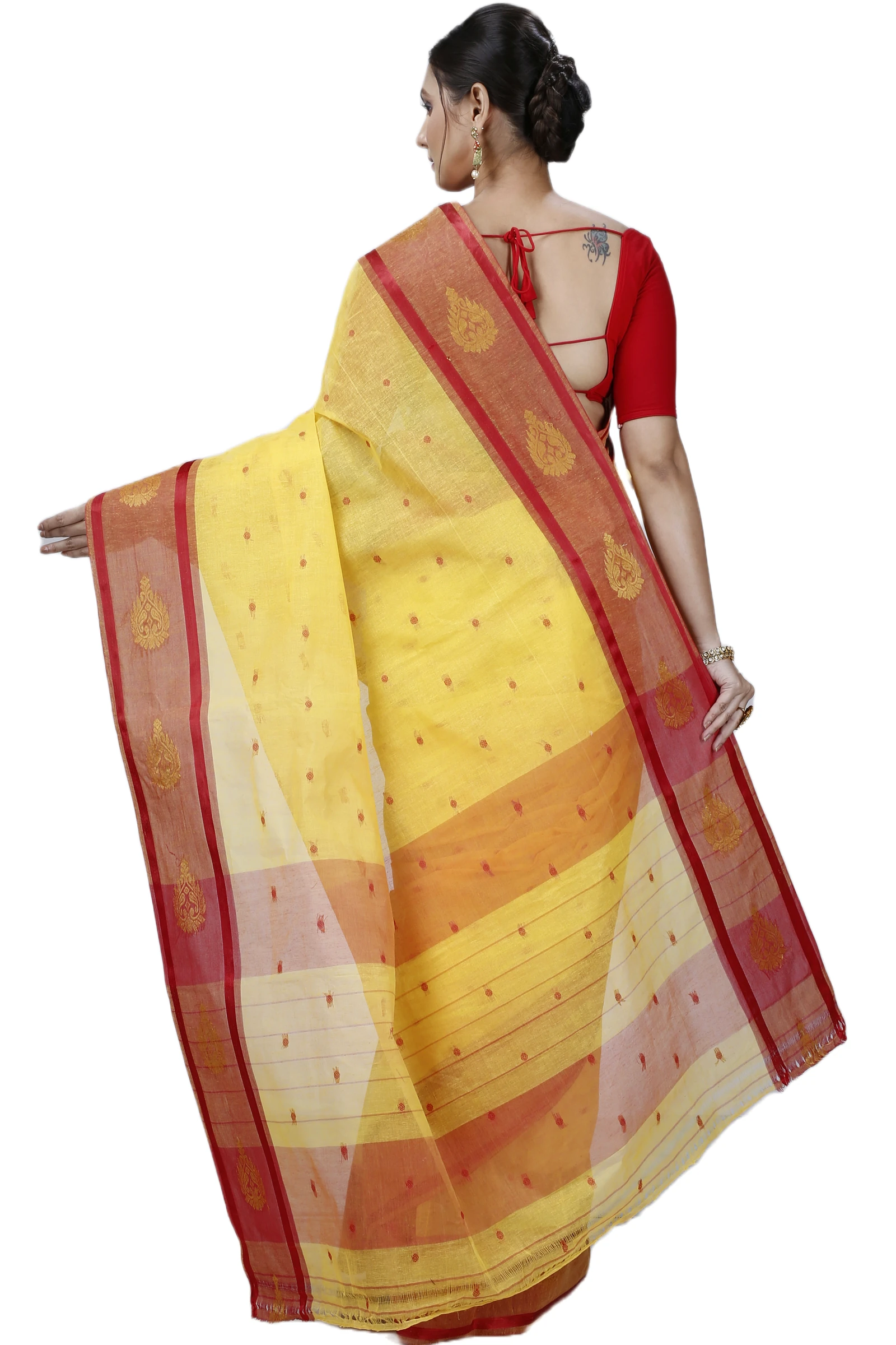 Yellow Pure Cotton Upala Tant Saree (1163)