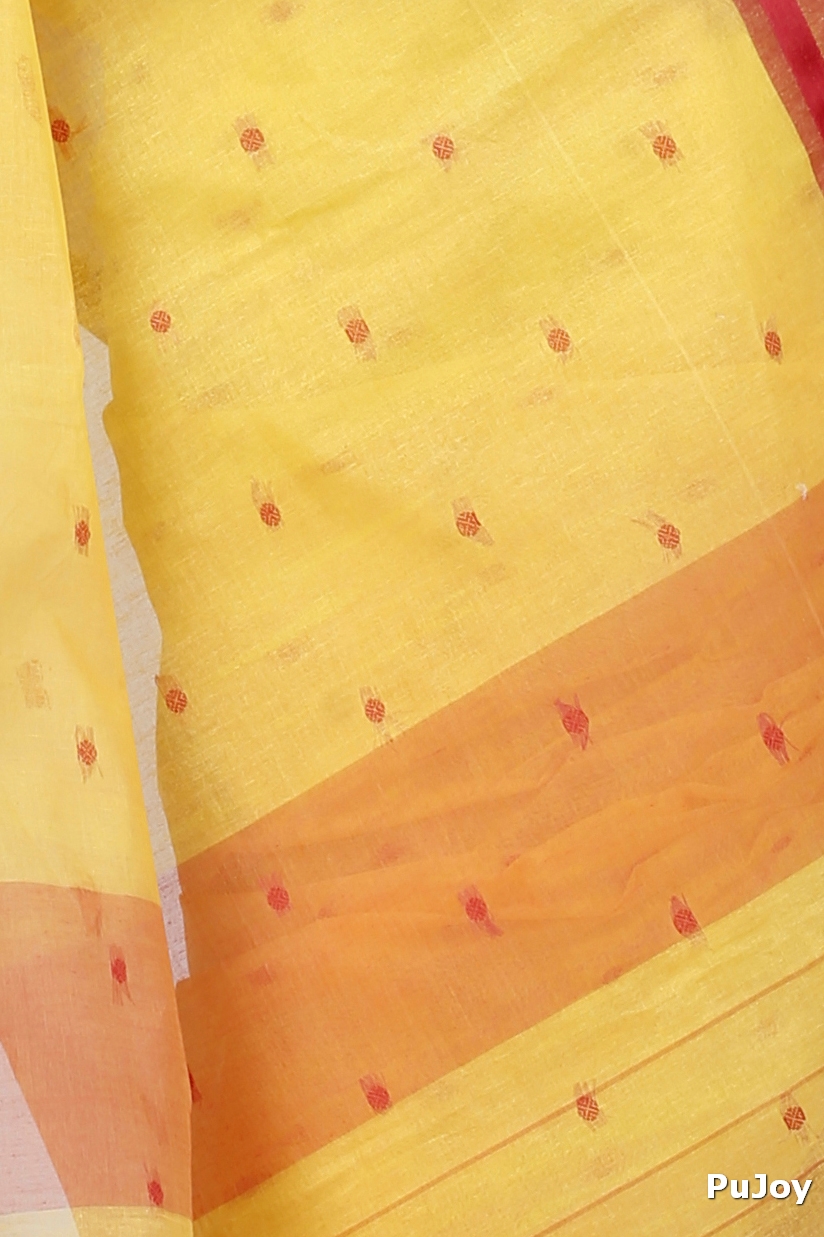 Yellow Pure Cotton Upala Tant Saree (1163)