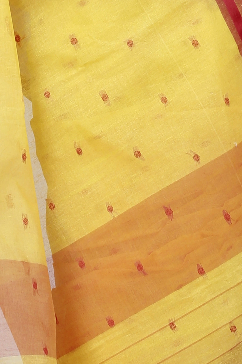 Yellow Pure Cotton Upala Tant Saree (1163)