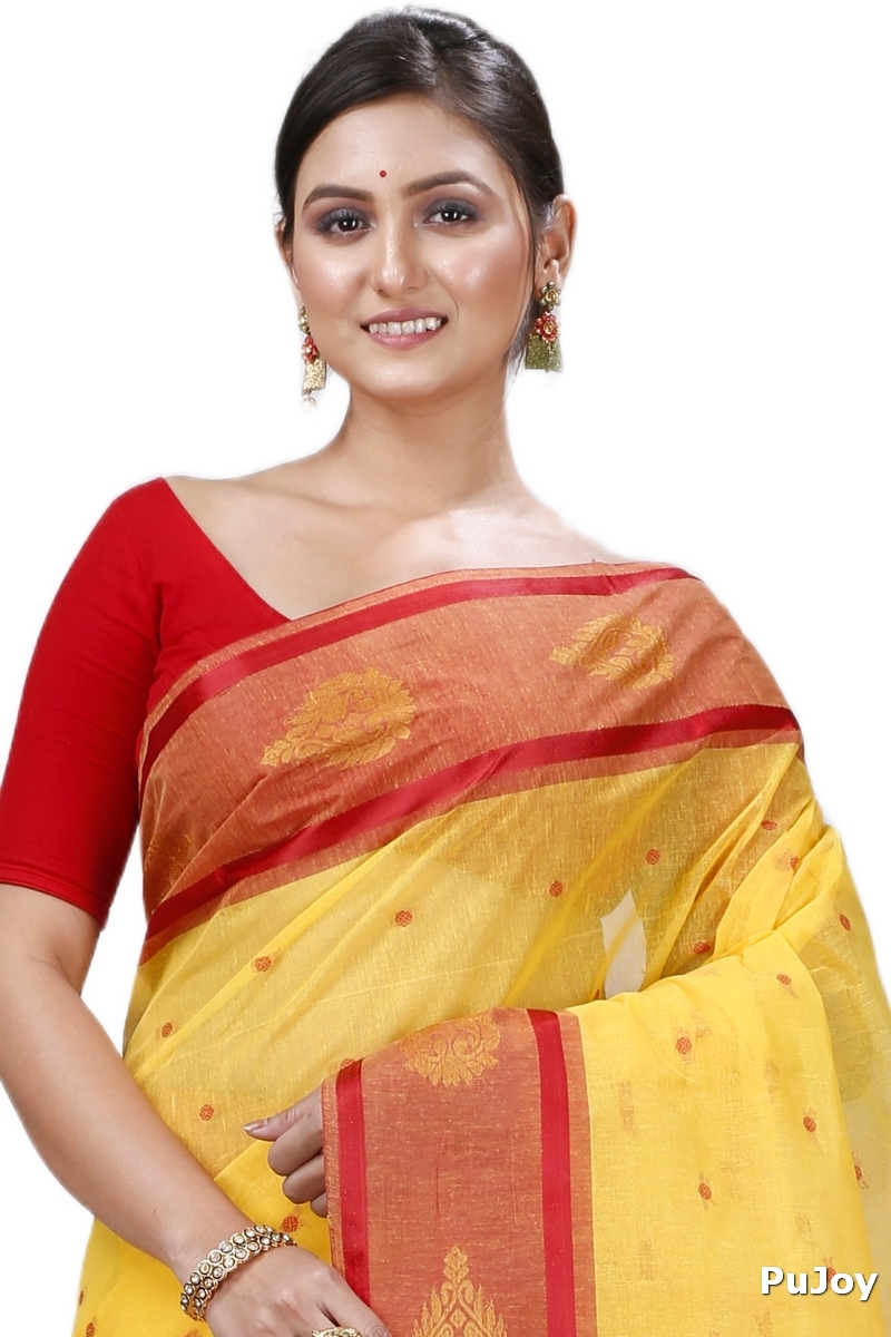 Yellow Pure Cotton Upala Tant Saree (1163)