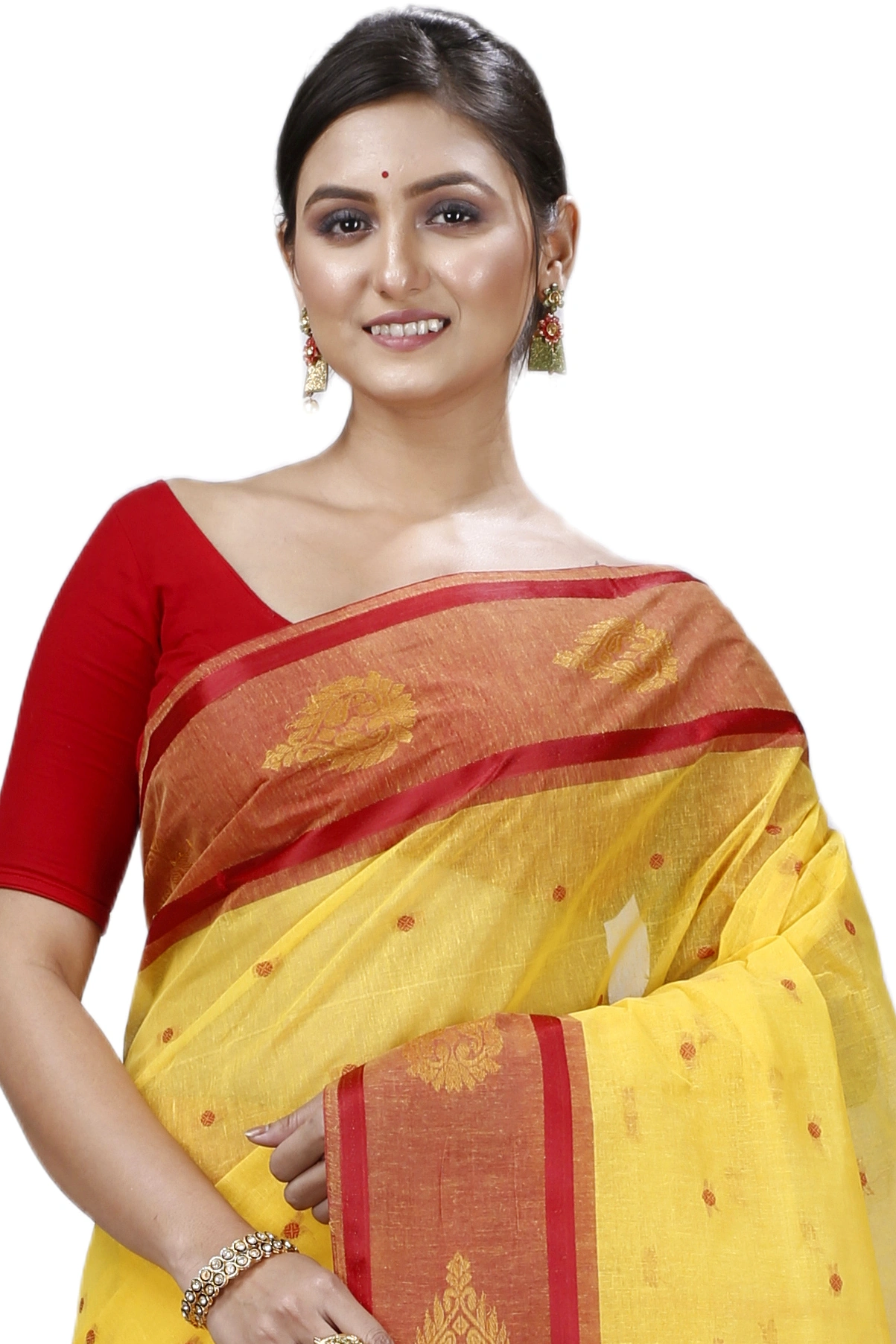 Yellow Pure Cotton Upala Tant Saree (1163)