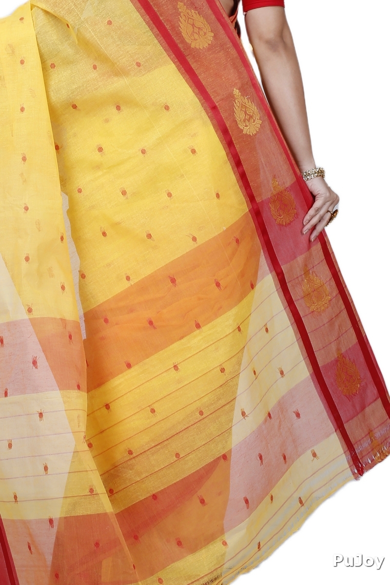 Yellow Pure Cotton Upala Tant Saree (1163)