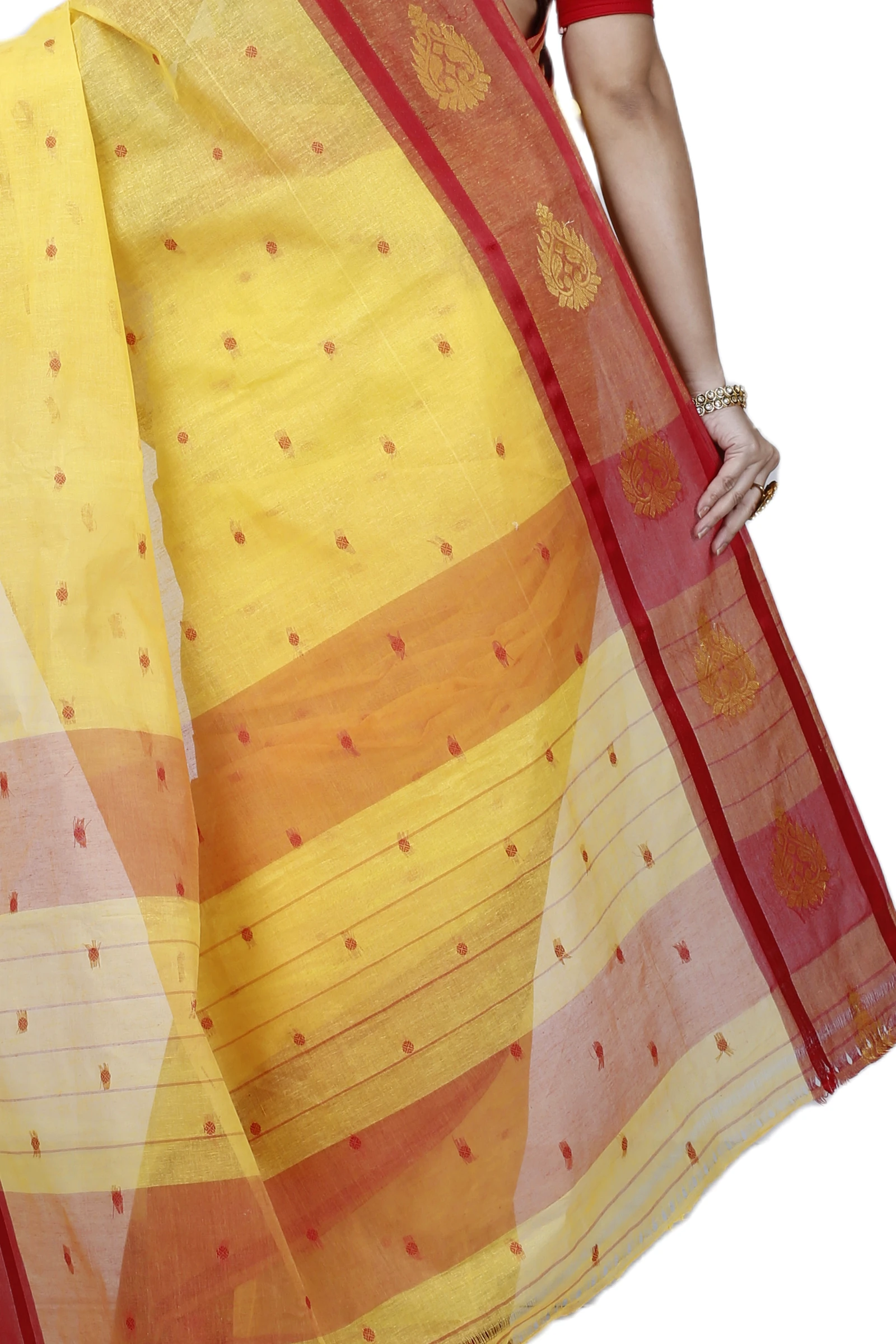 Yellow Pure Cotton Upala Tant Saree (1163)