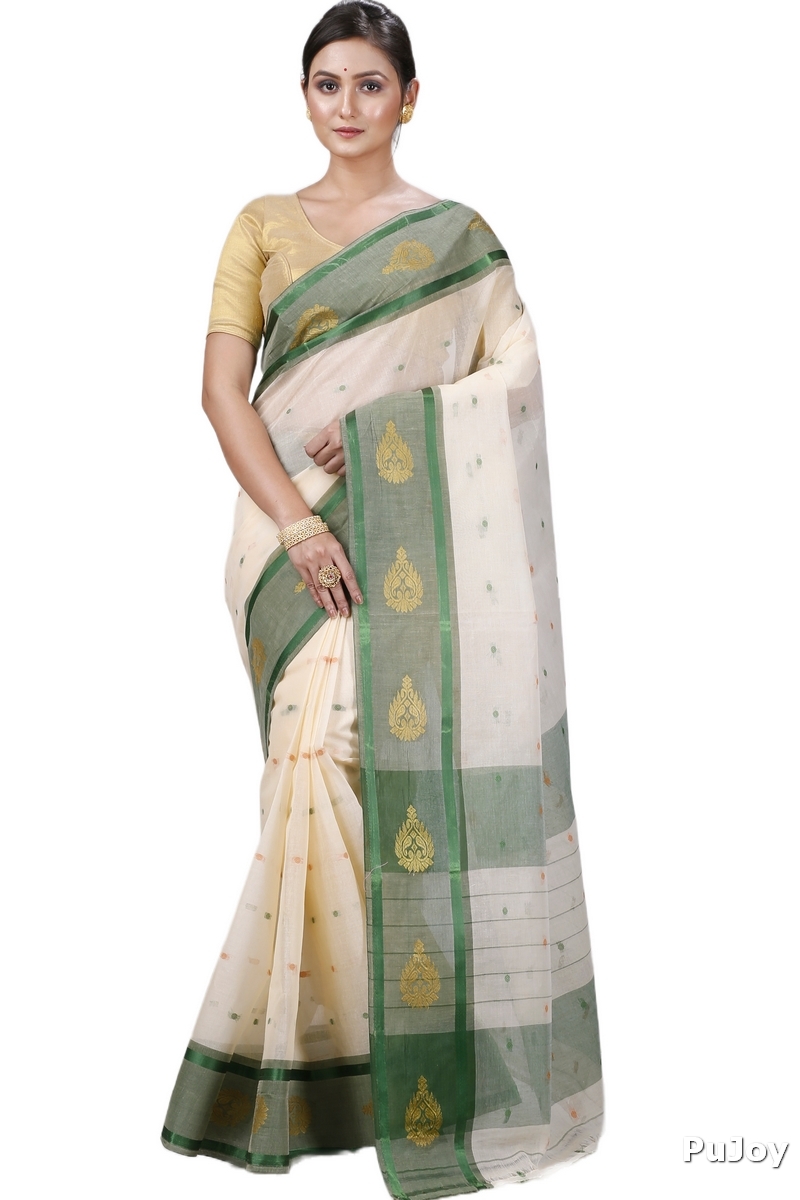 Cream Pure Cotton Upala Tant Saree (1164)