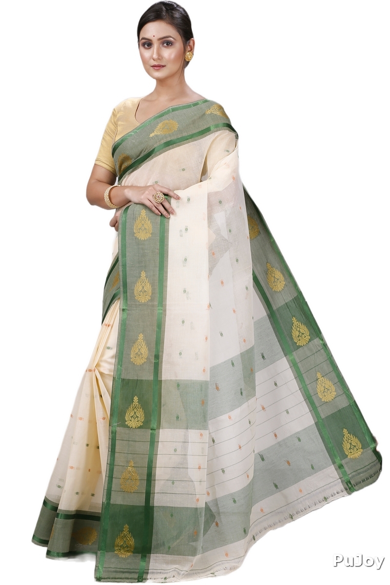 Cream Pure Cotton Upala Tant Saree (1164)