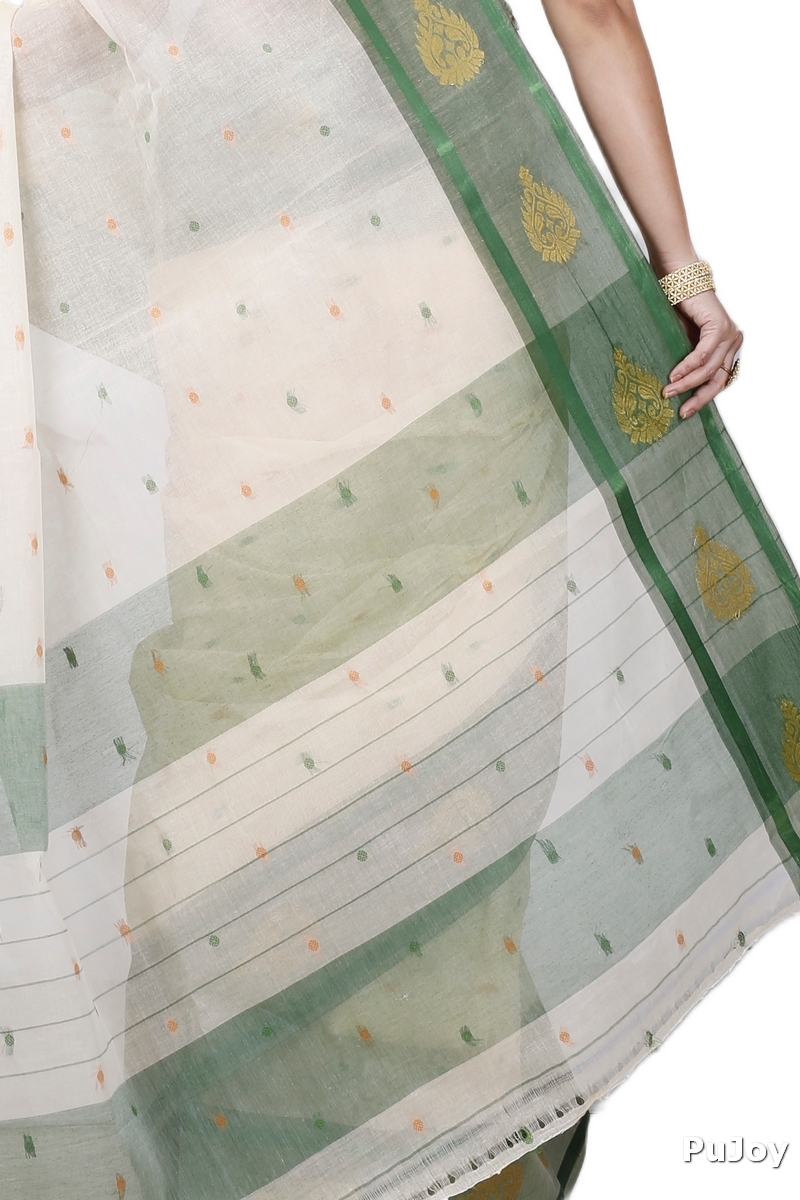 Cream Pure Cotton Upala Tant Saree (1164)