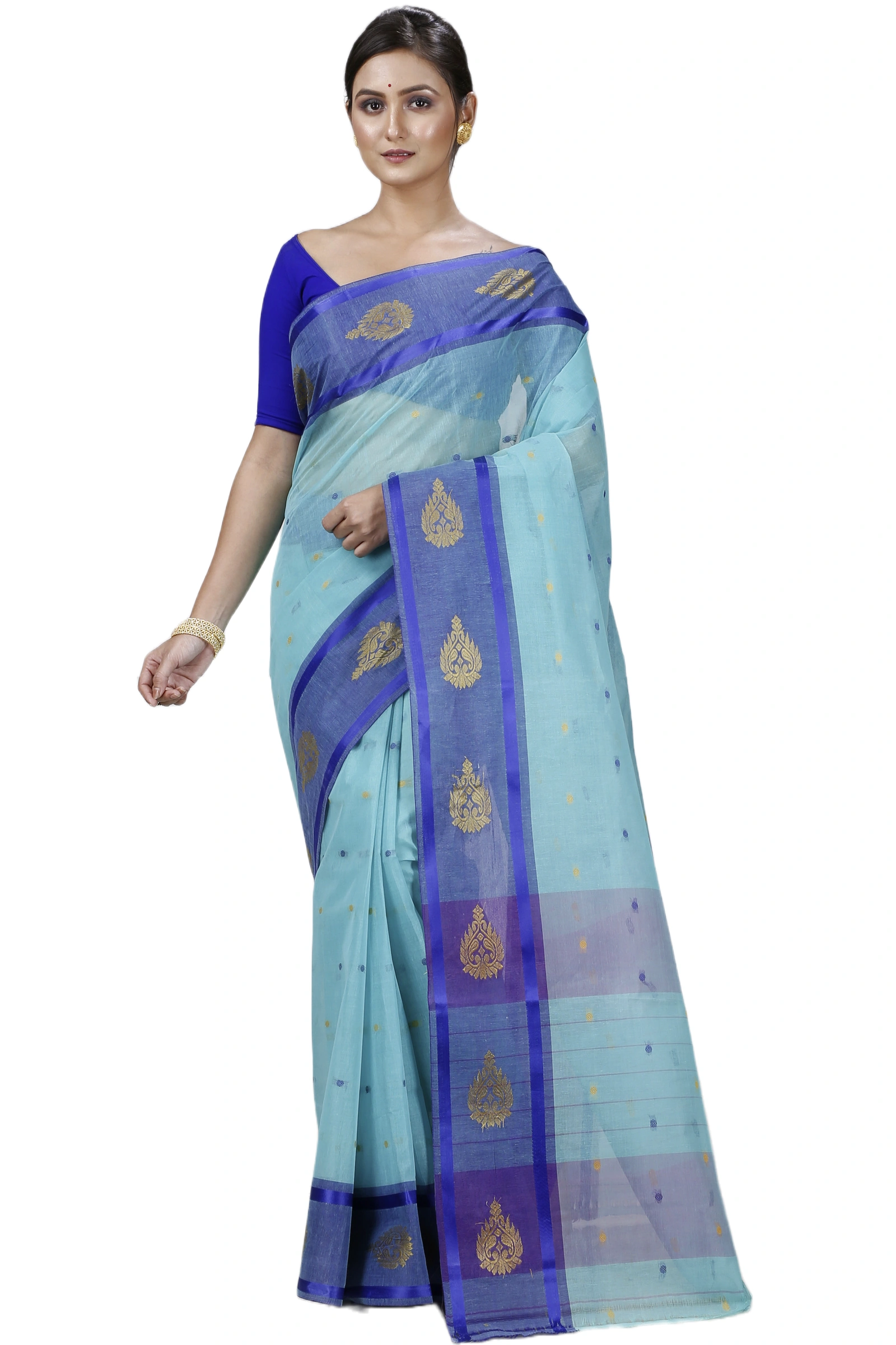 See Green Pure Cotton Upala Tant Saree (1165)