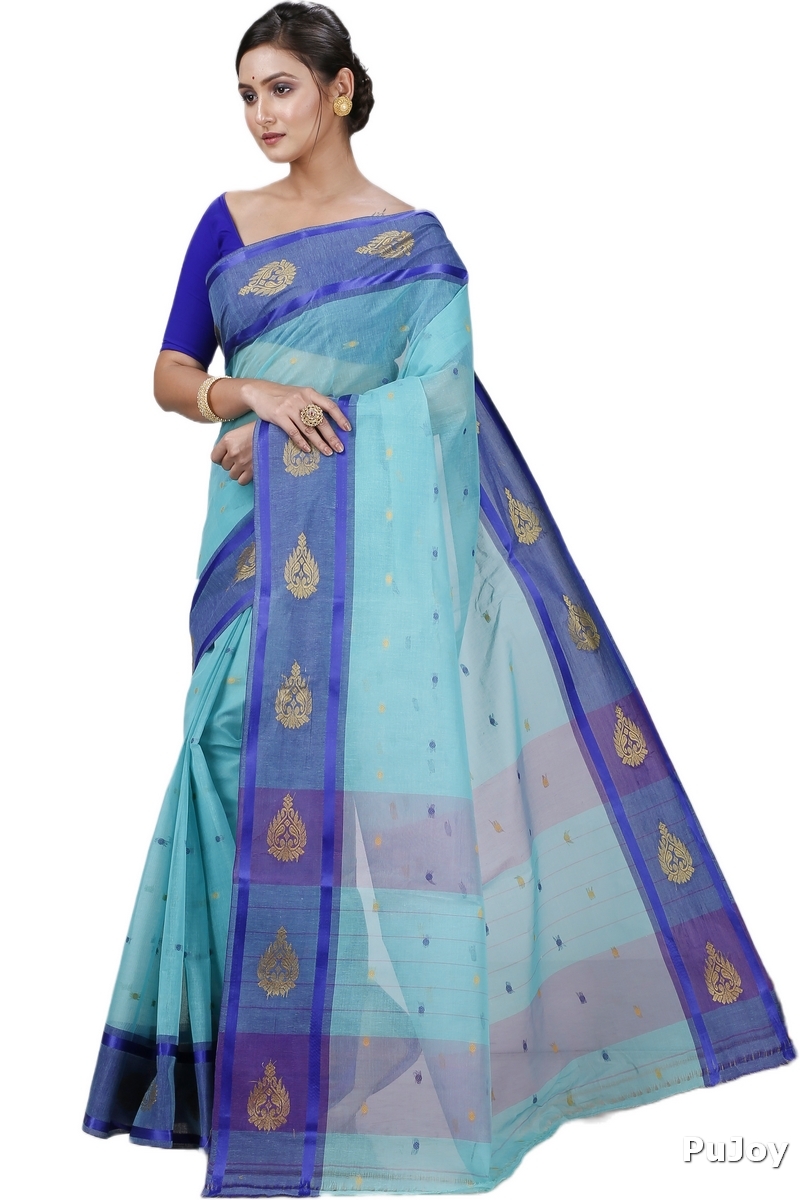 See Green Pure Cotton Upala Tant Saree (1165)