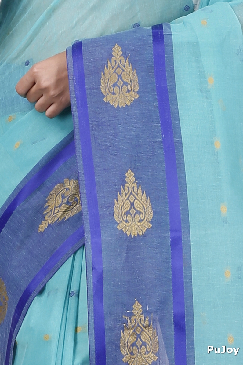See Green Pure Cotton Upala Tant Saree (1165)