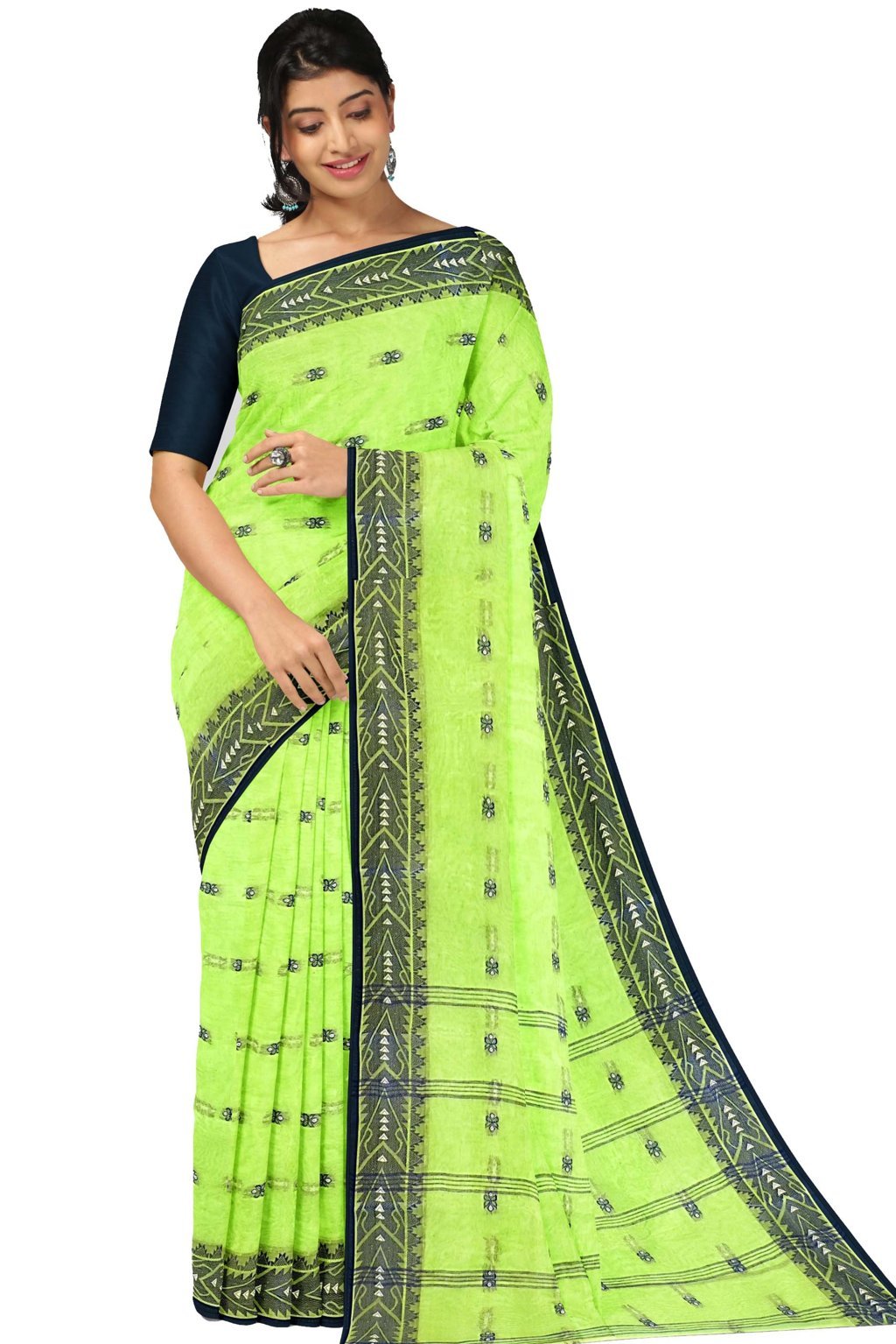 Dark Green Pure Cotton Urvi Tant Saree (1169)