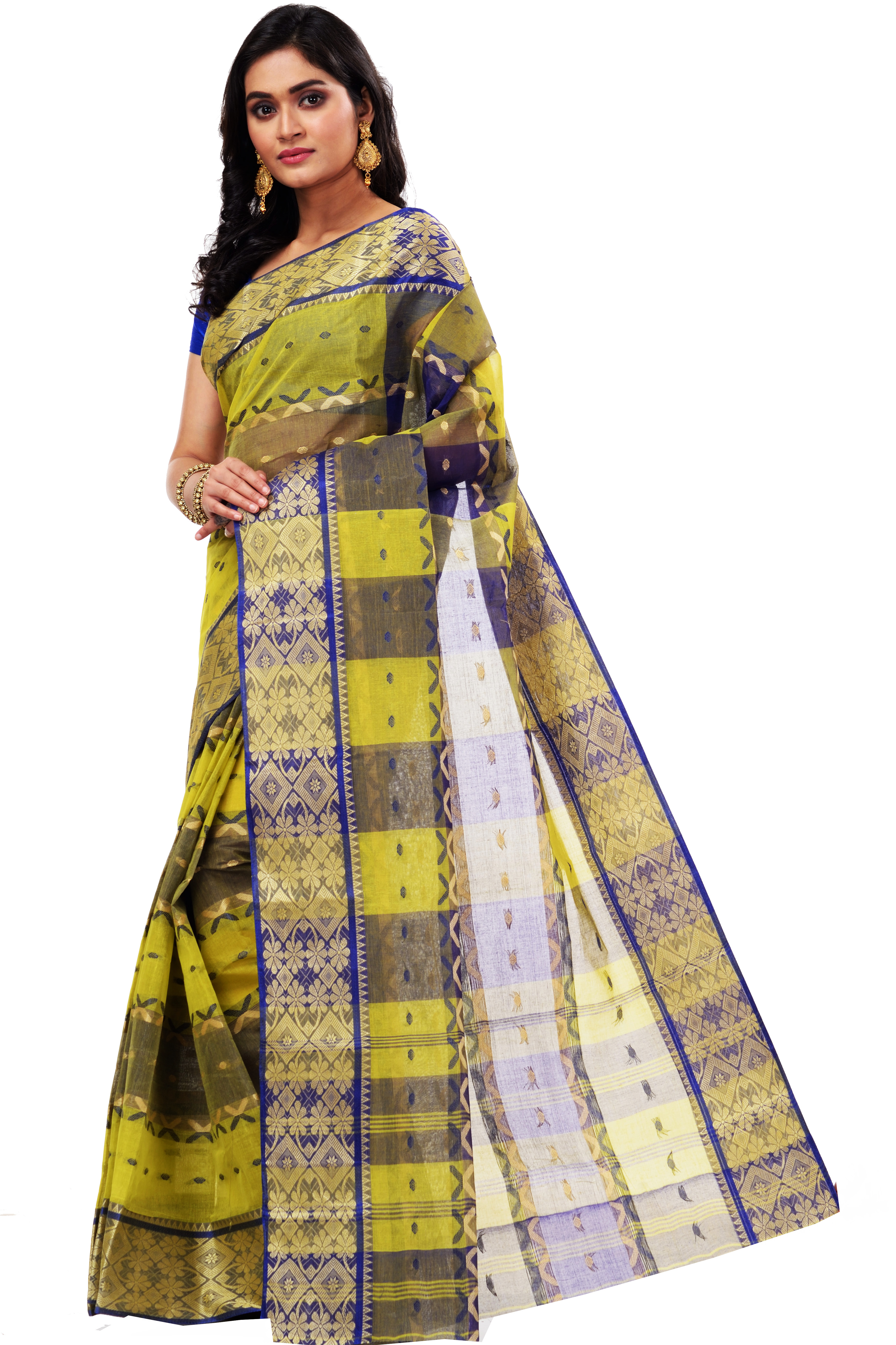 Green Pure Cotton SonaJhuri Desiging Tant Saree (117)