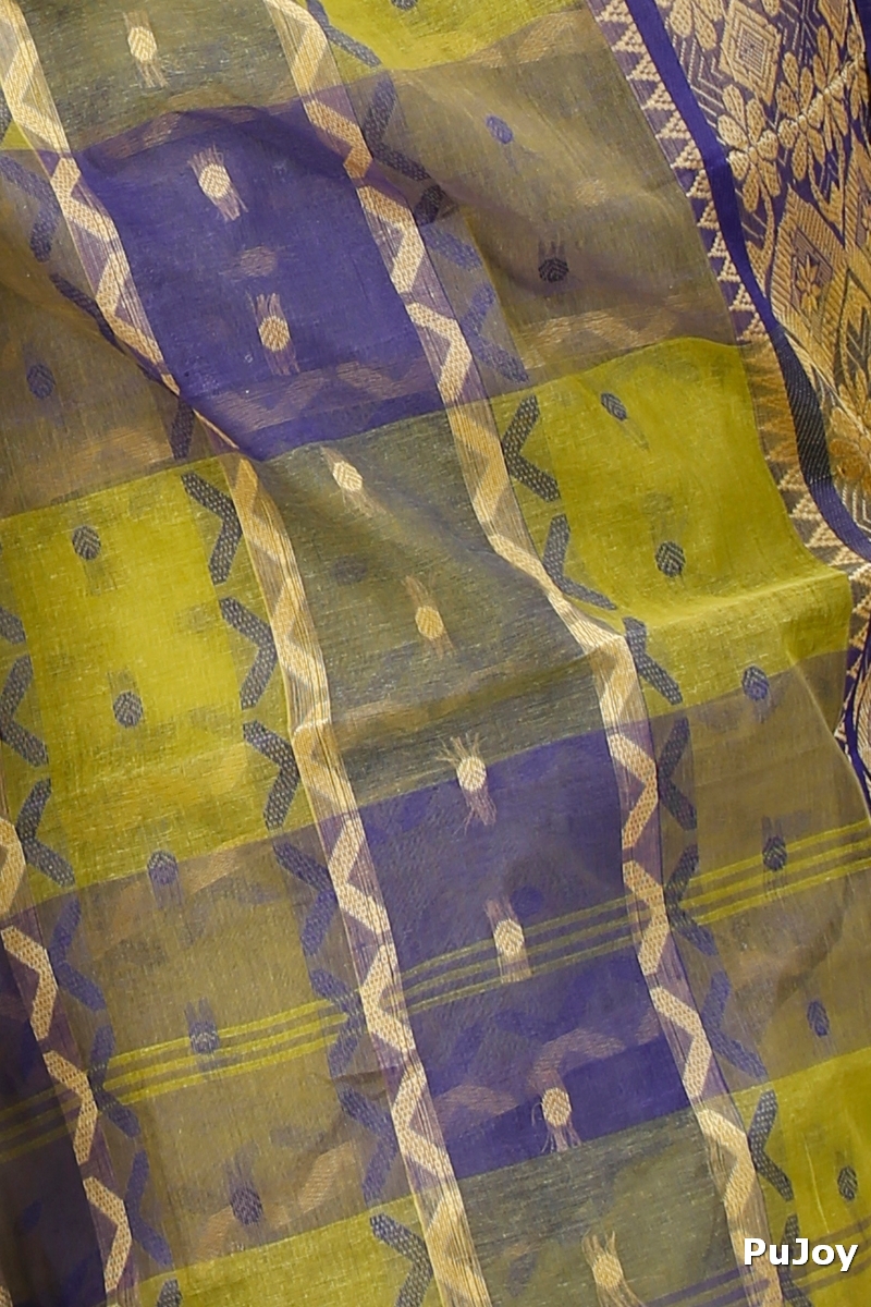 Green Pure Cotton SonaJhuri Desiging Tant Saree (117)