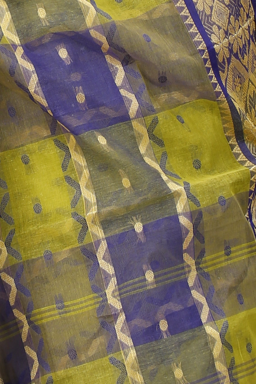 Green Pure Cotton SonaJhuri Desiging Tant Saree (117)