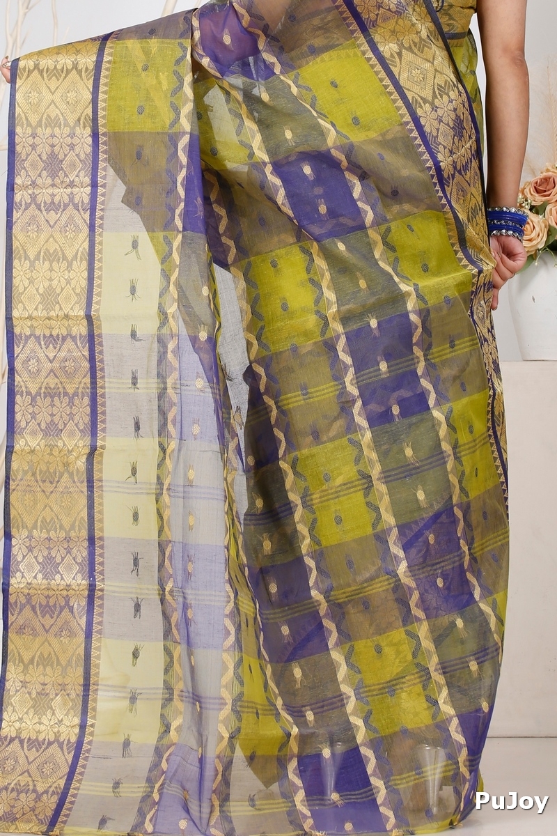 Green Pure Cotton SonaJhuri Desiging Tant Saree (117)