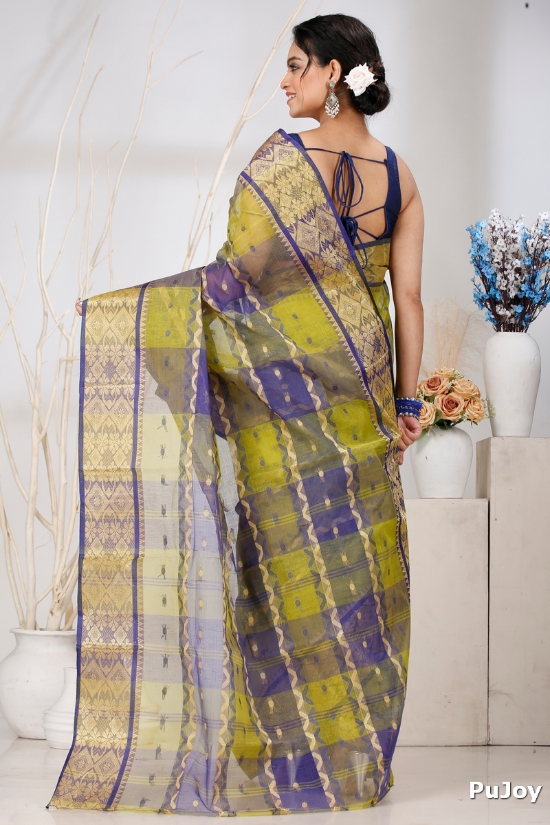 Green Pure Cotton SonaJhuri Desiging Tant Saree (117)