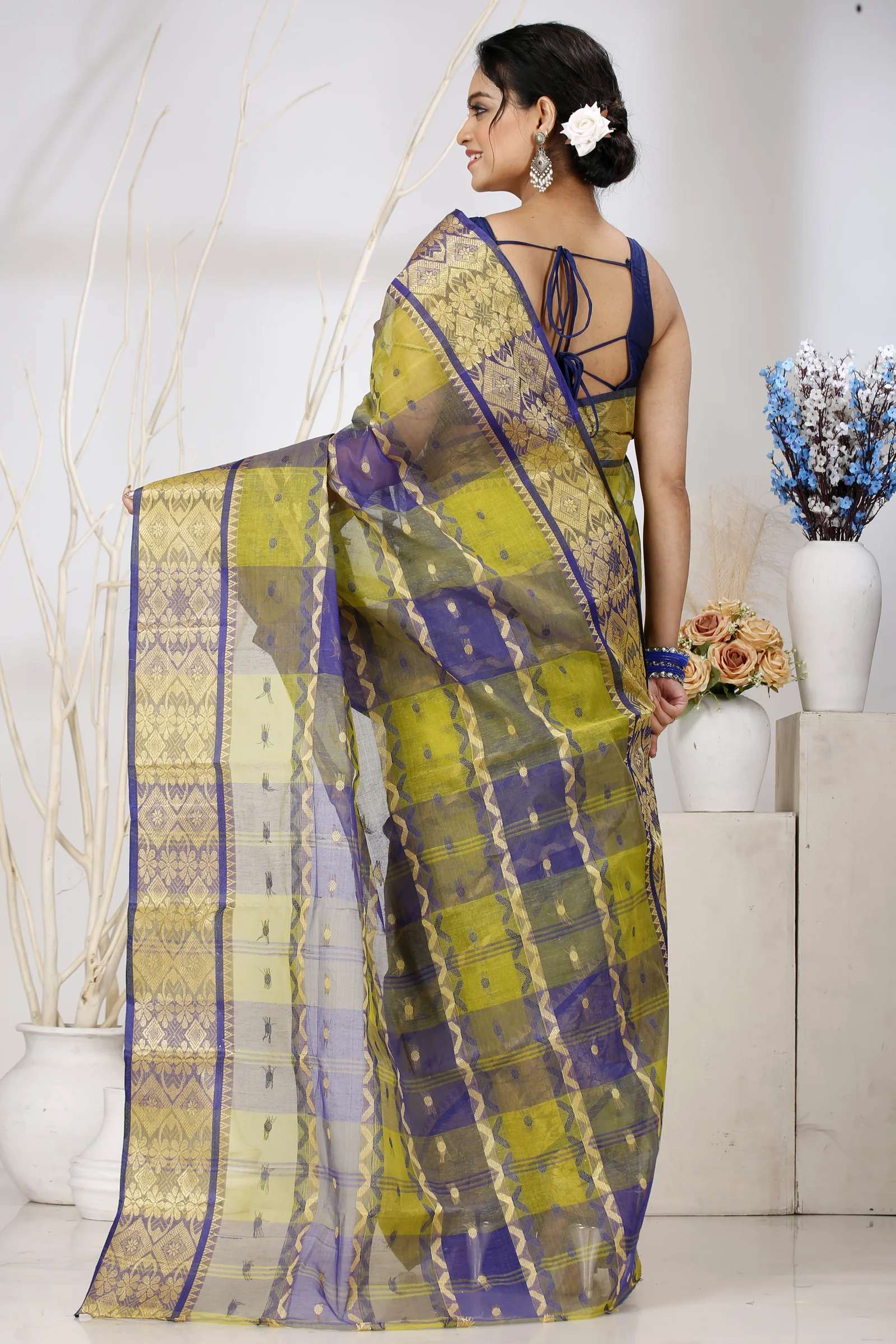 Green Pure Cotton SonaJhuri Desiging Tant Saree (117)