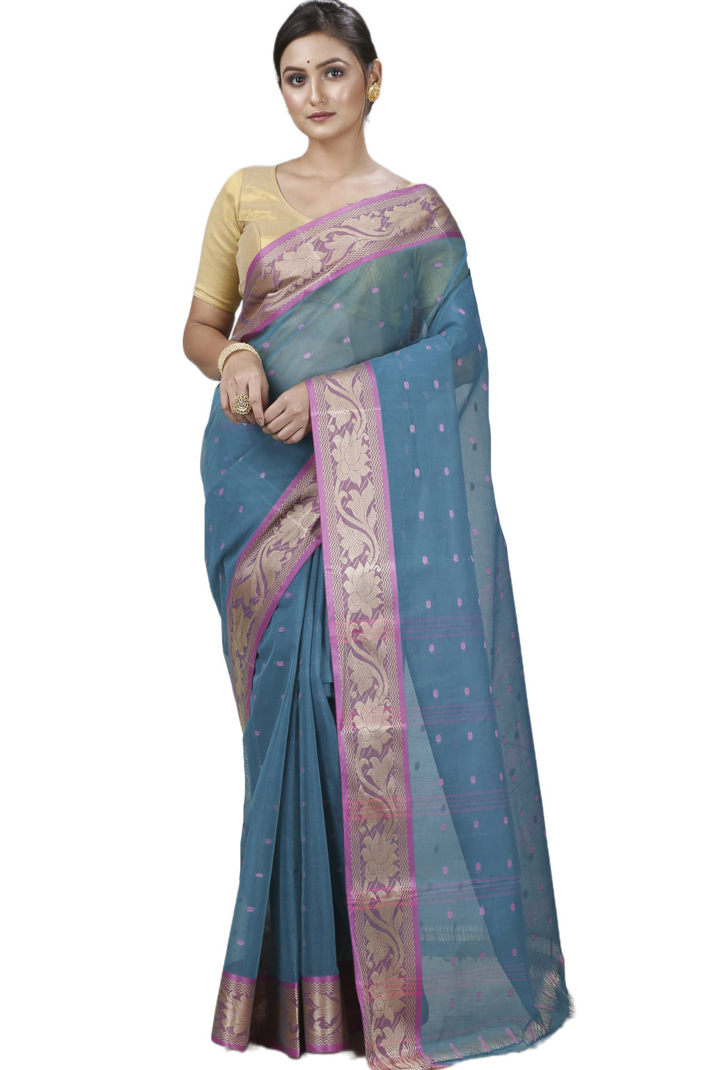 Green Pure Cotton Unnati Tant Saree (1171)