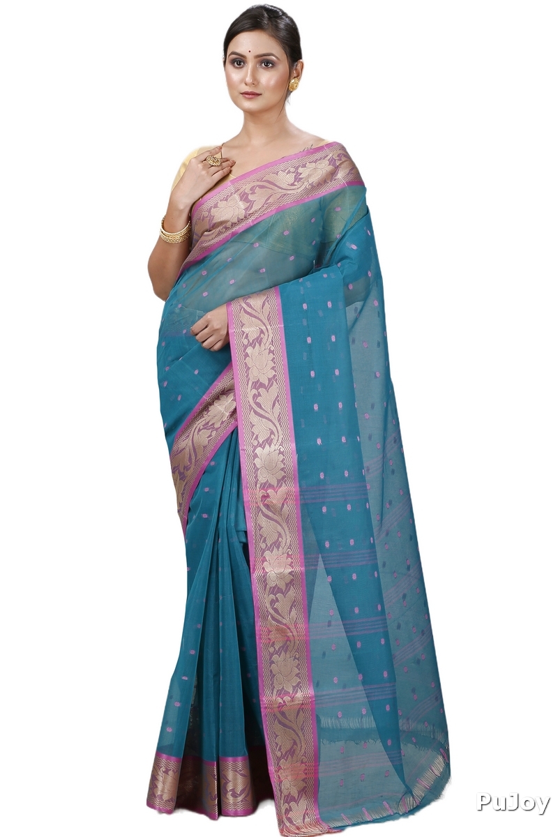 Green Pure Cotton Unnati Tant Saree (1171)