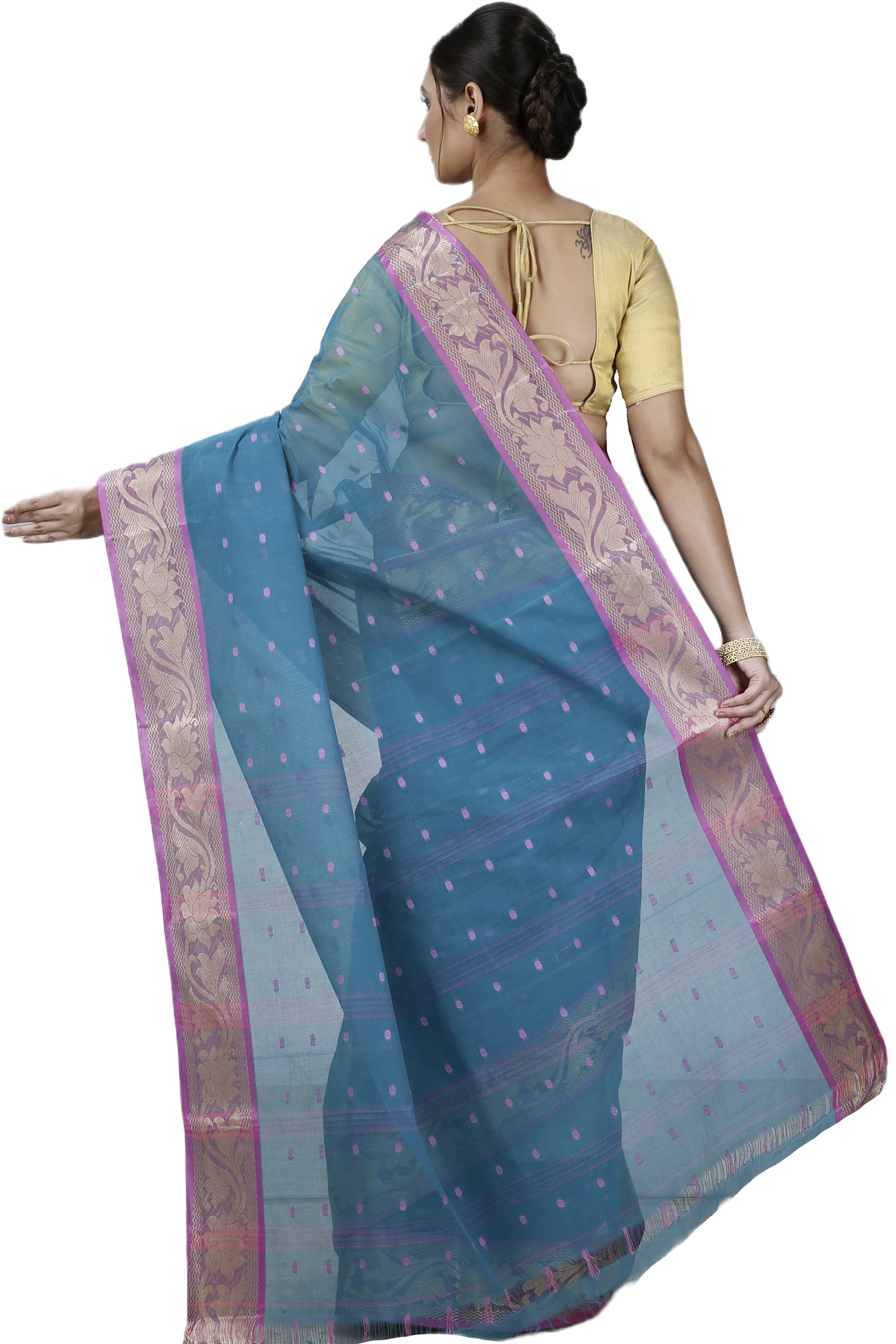 Green Pure Cotton Unnati Tant Saree (1171)