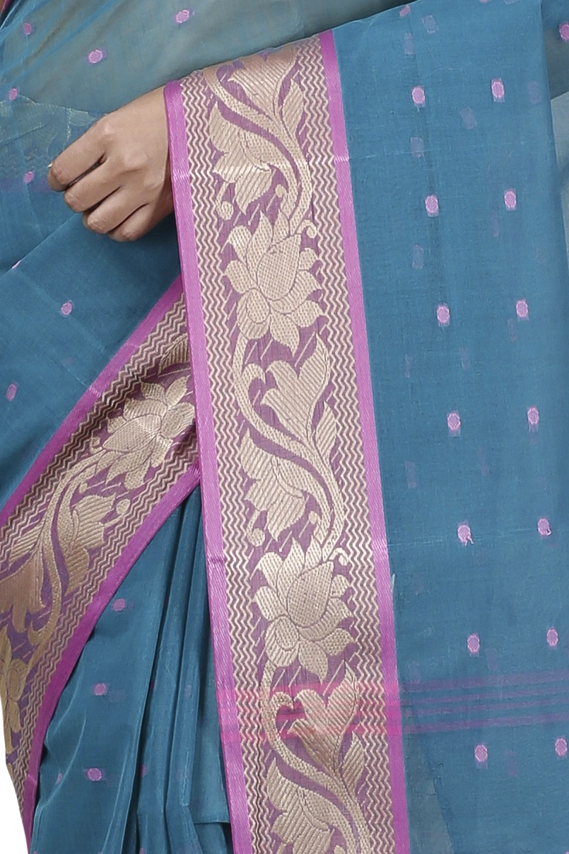 Green Pure Cotton Unnati Tant Saree (1171)