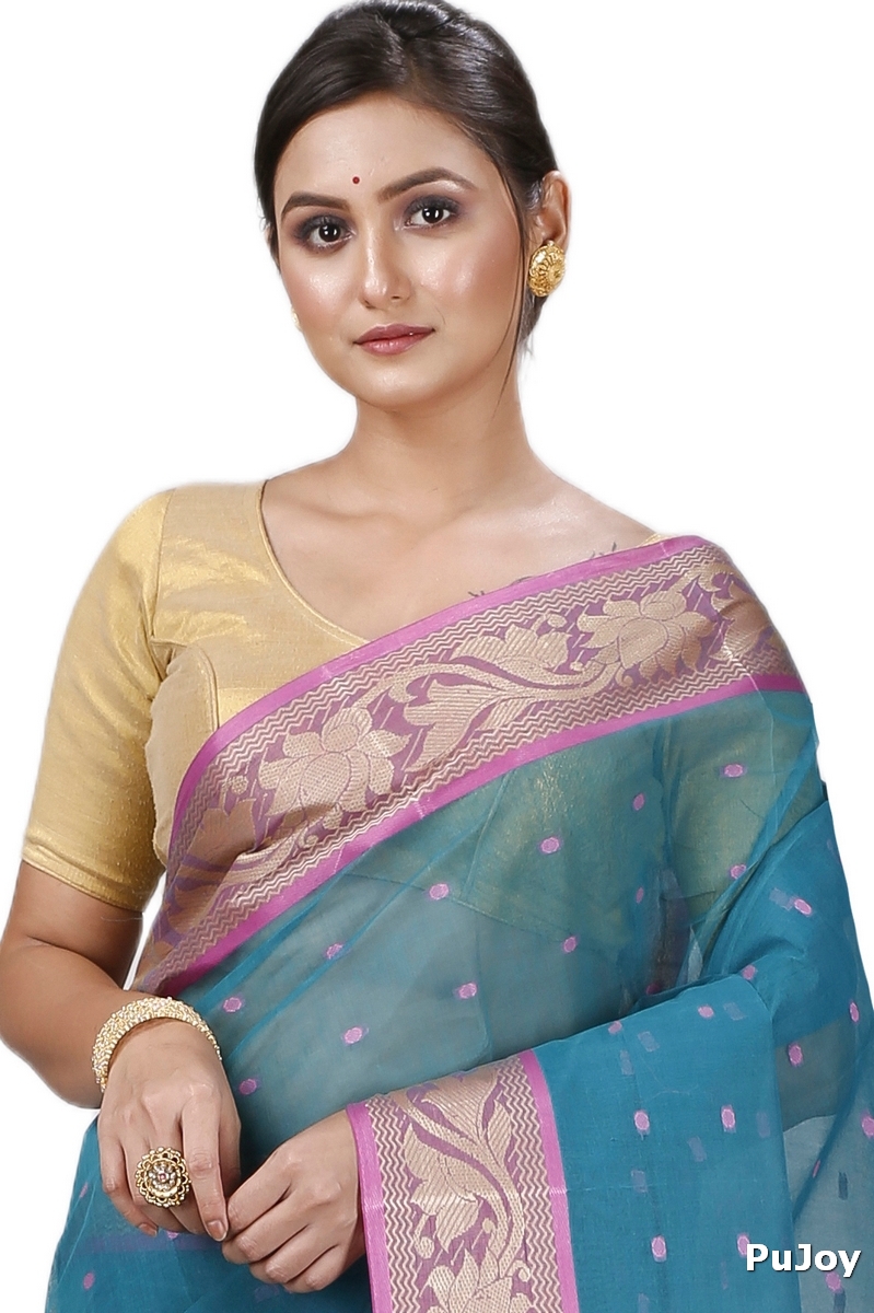 Green Pure Cotton Unnati Tant Saree (1171)