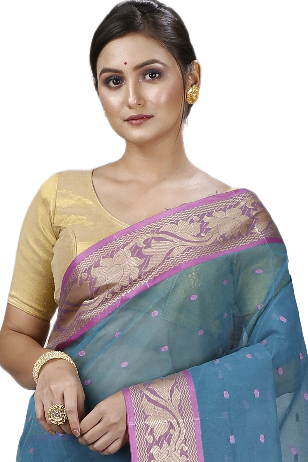 Green Pure Cotton Unnati Tant Saree (1171)