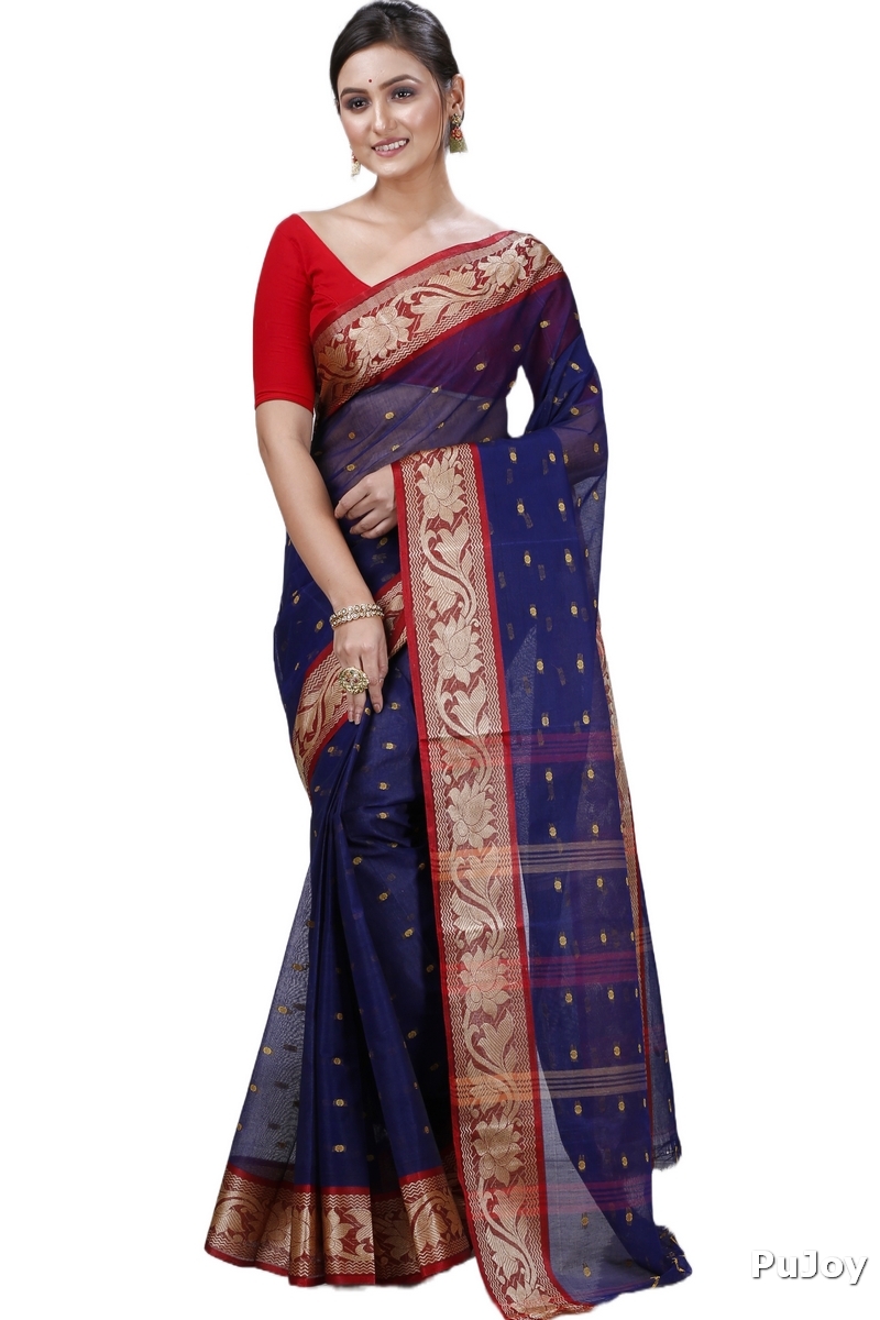 Blue Pure Cotton Unnati Tant Saree (1172)