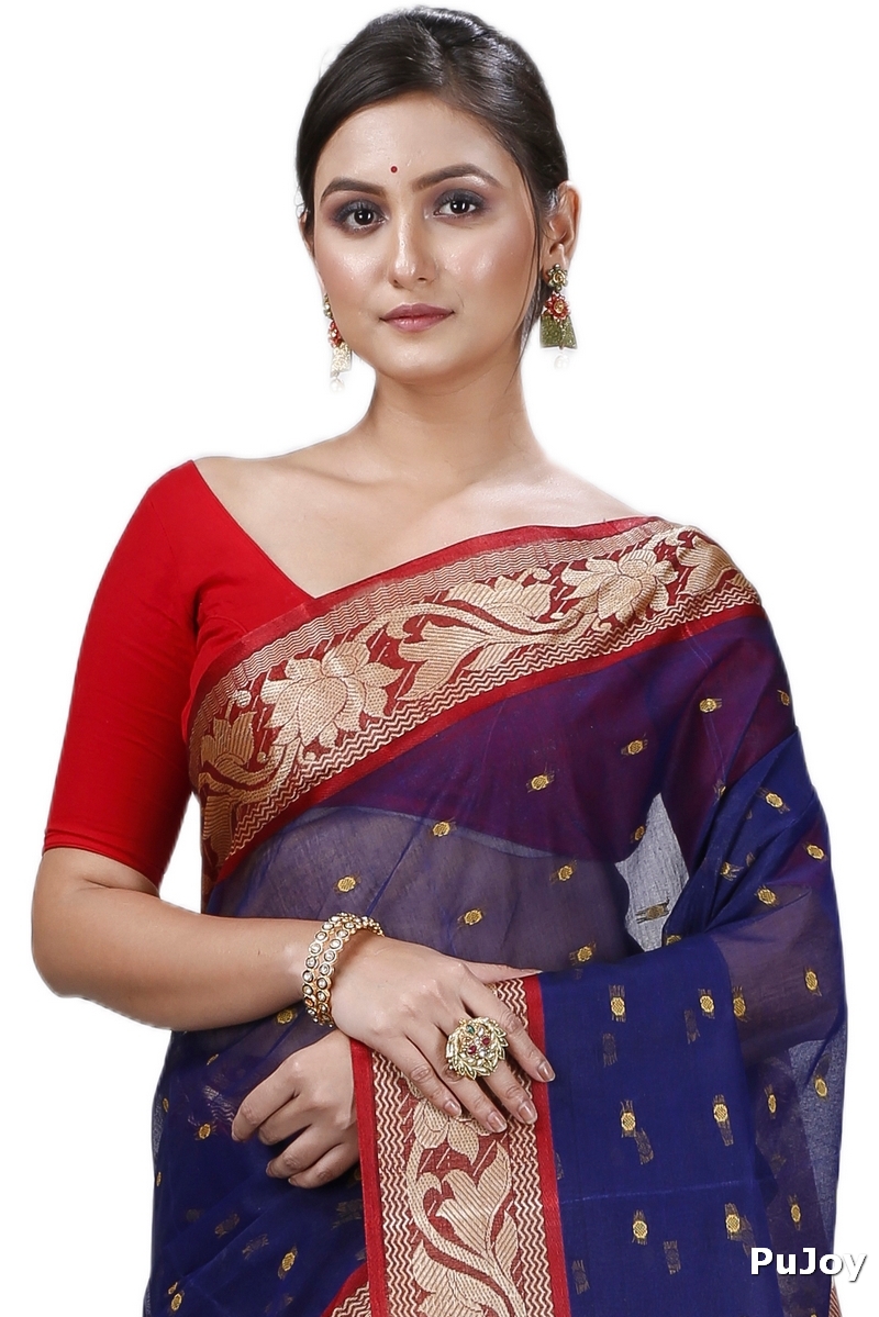 Blue Pure Cotton Unnati Tant Saree (1172)