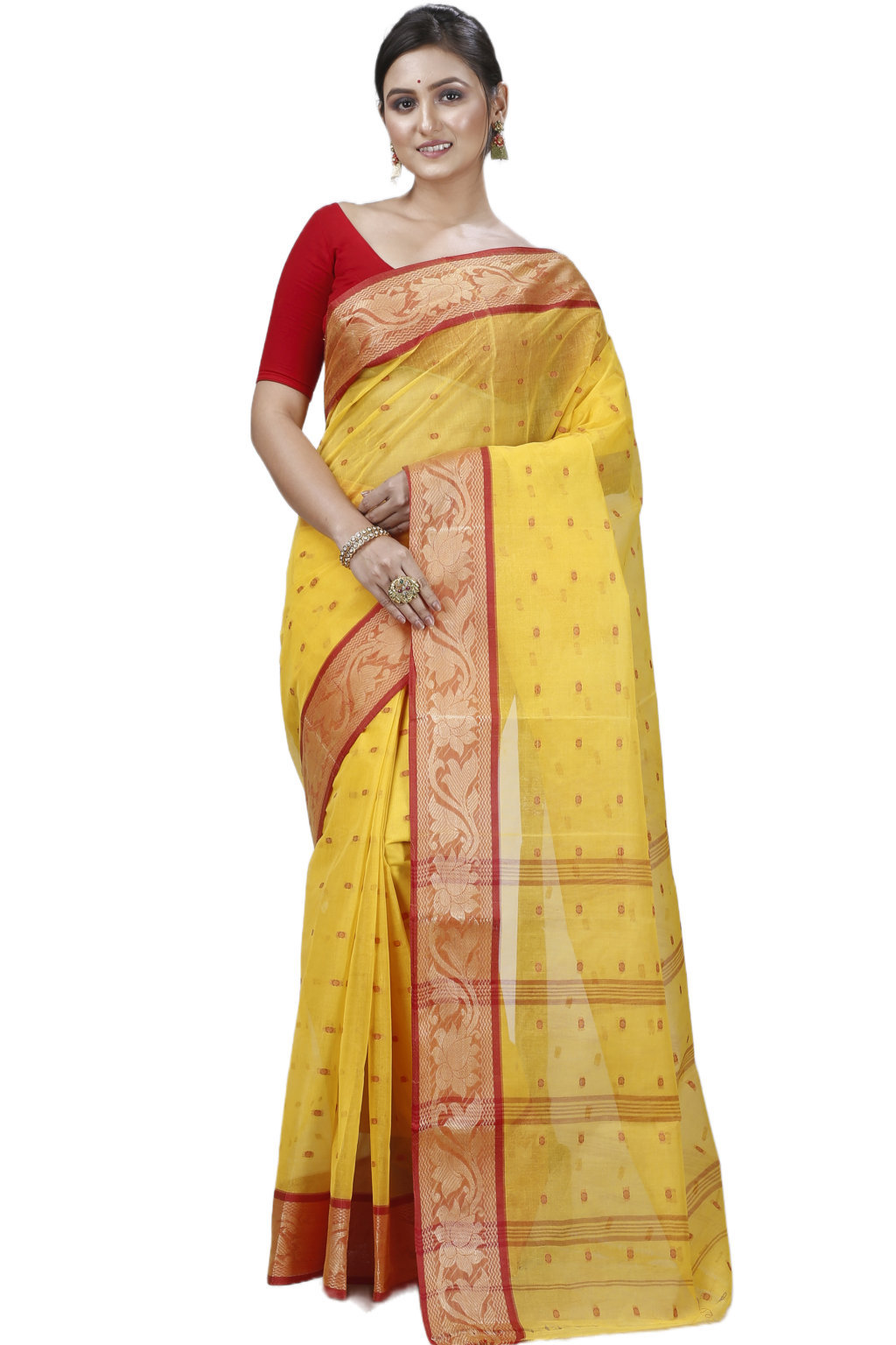 Yellow Pure Cotton Unnati Tant Saree (1173)