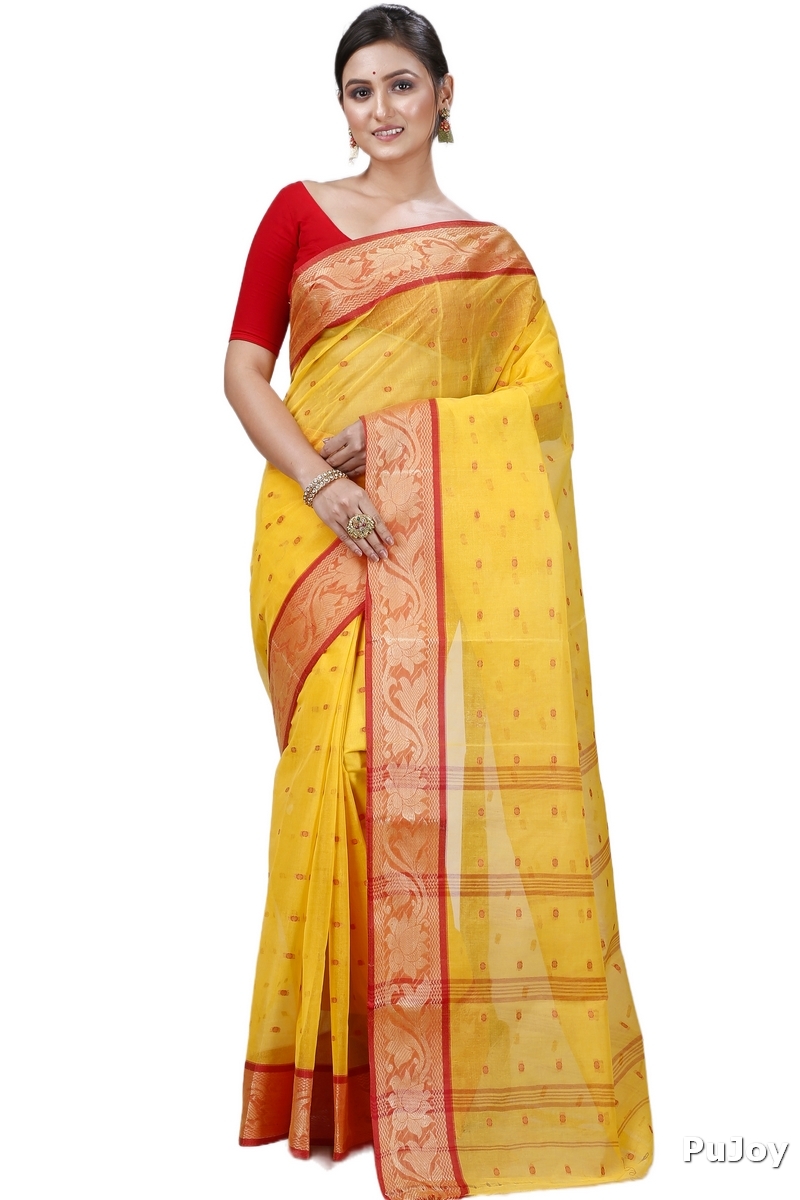 Yellow Pure Cotton Unnati Tant Saree (1173)