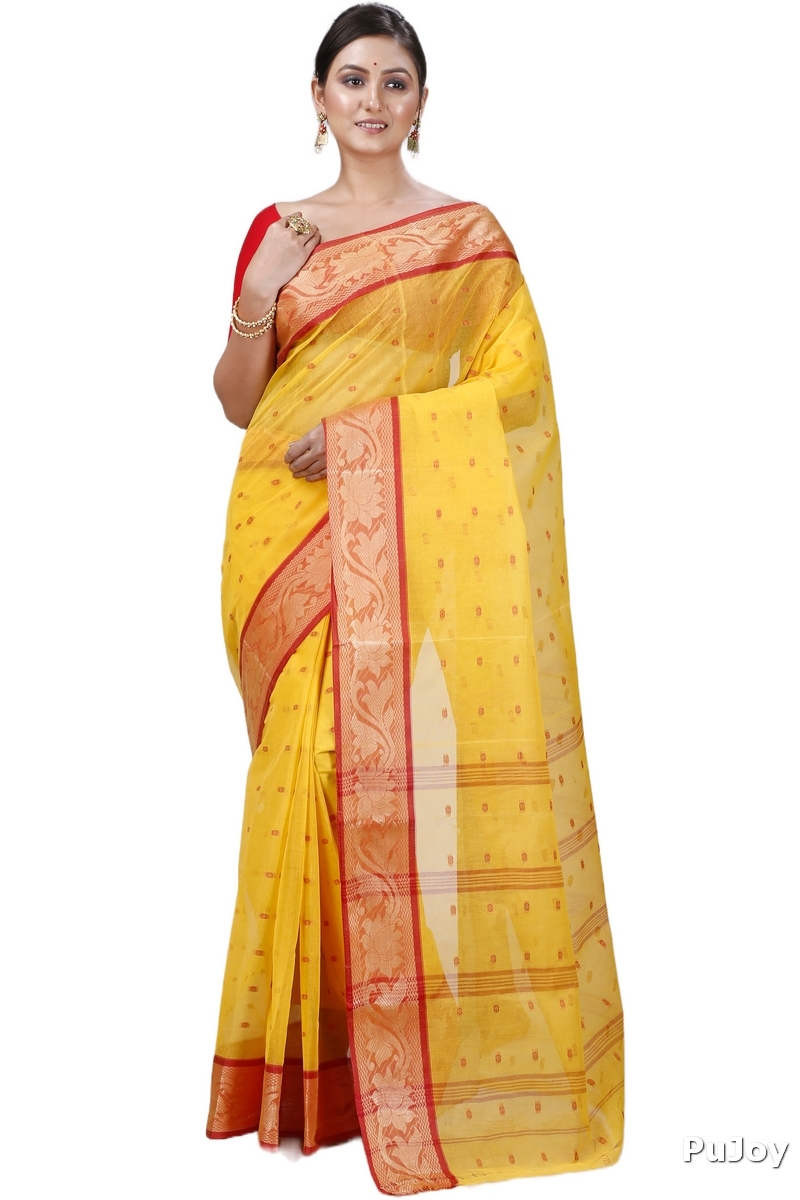 Yellow Pure Cotton Unnati Tant Saree (1173)