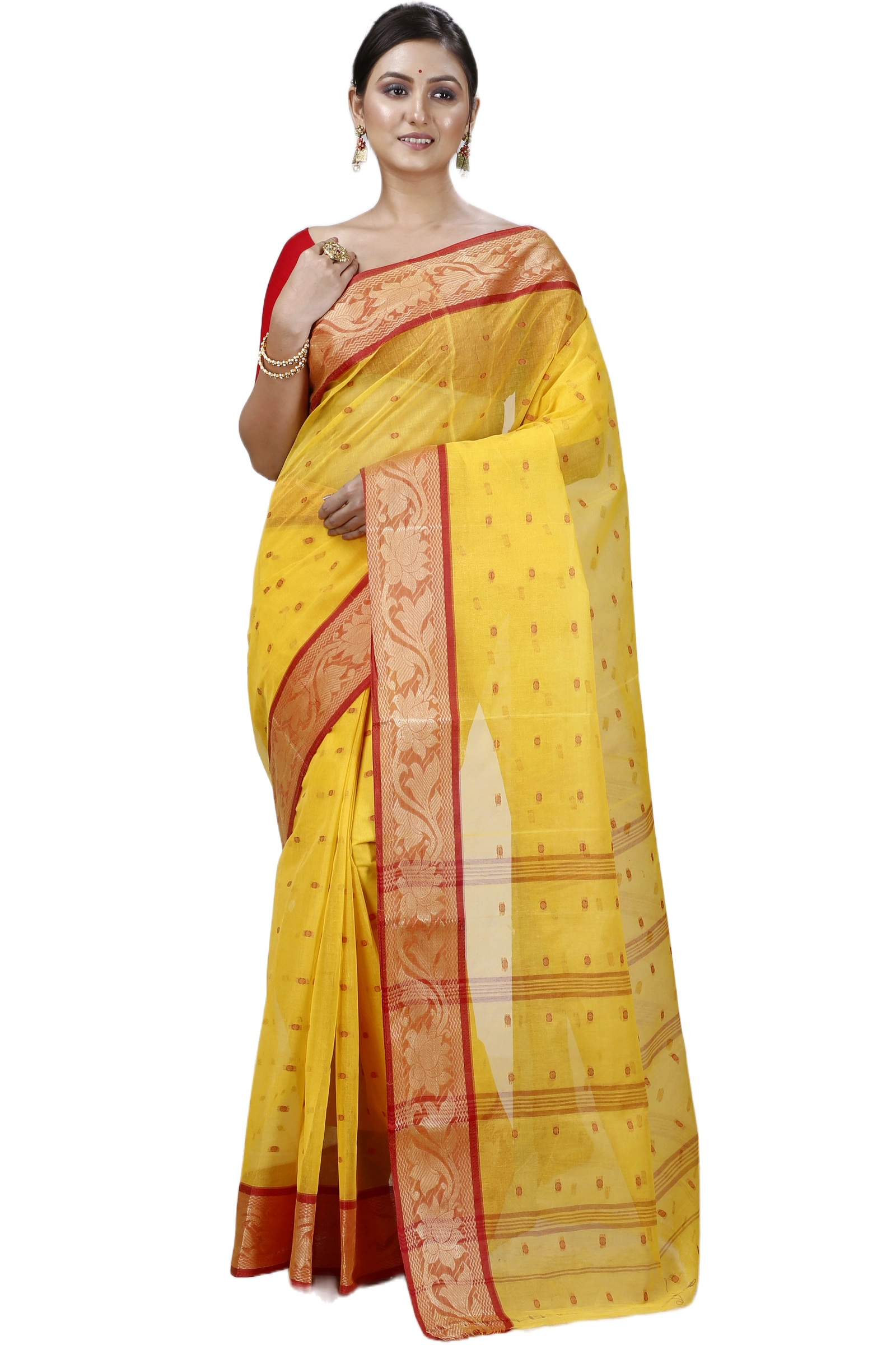 Yellow Pure Cotton Unnati Tant Saree (1173)