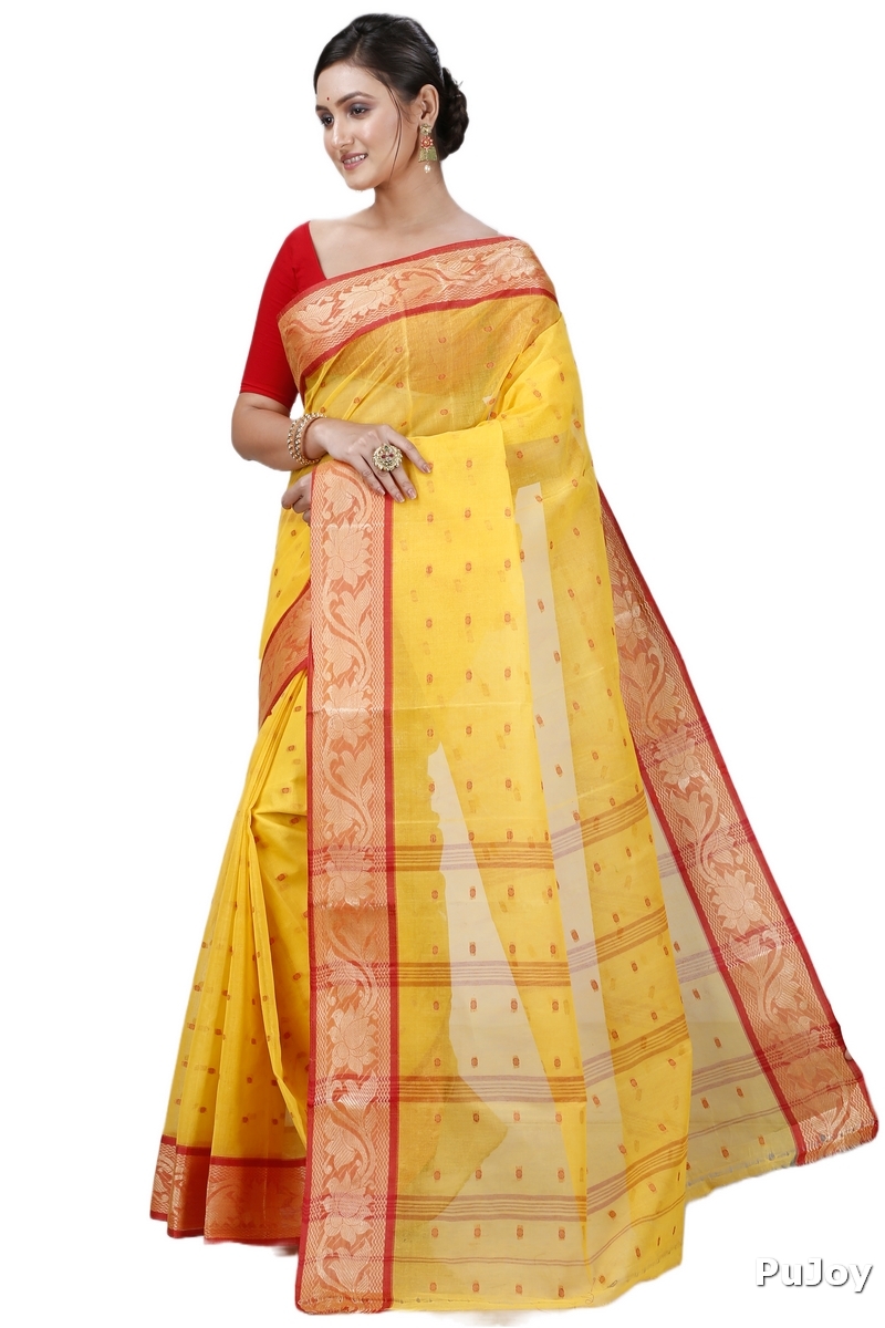 Yellow Pure Cotton Unnati Tant Saree (1173)