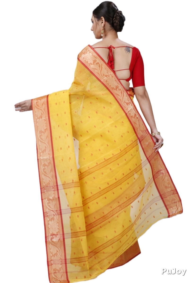 Yellow Pure Cotton Unnati Tant Saree (1173)