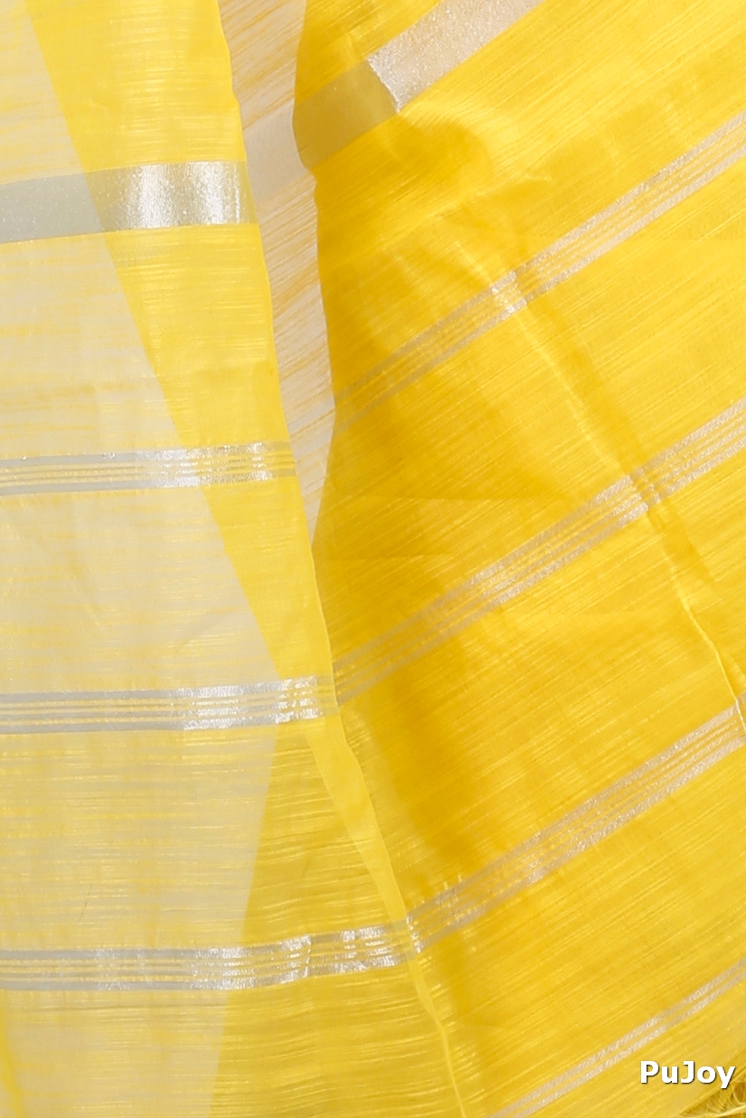 Yellow Blended Cotton Toshini Hand Loom Saree (1181)