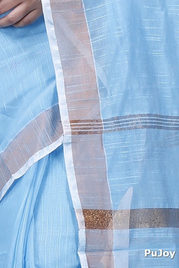 Sky Blue Blended Cotton Toshini Hand Loom Saree (1183)