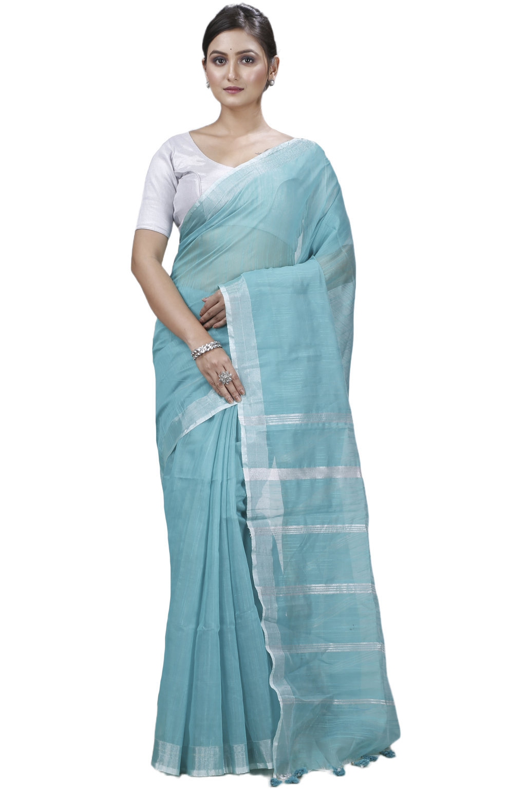 Green Blended Cotton Toshini Hand Loom Saree (1184)