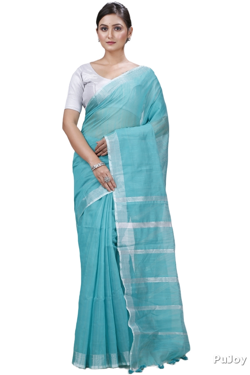 Green Blended Cotton Toshini Hand Loom Saree (1184)