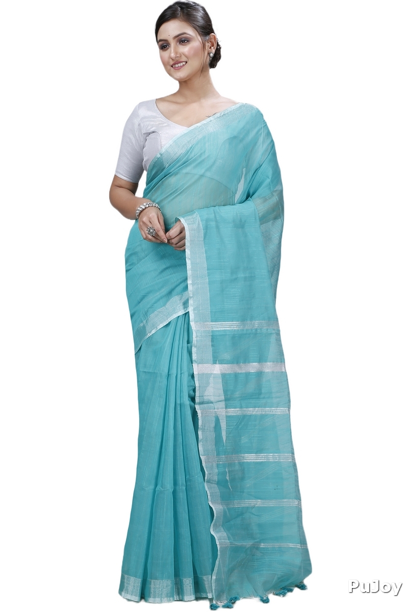 Green Blended Cotton Toshini Hand Loom Saree (1184)