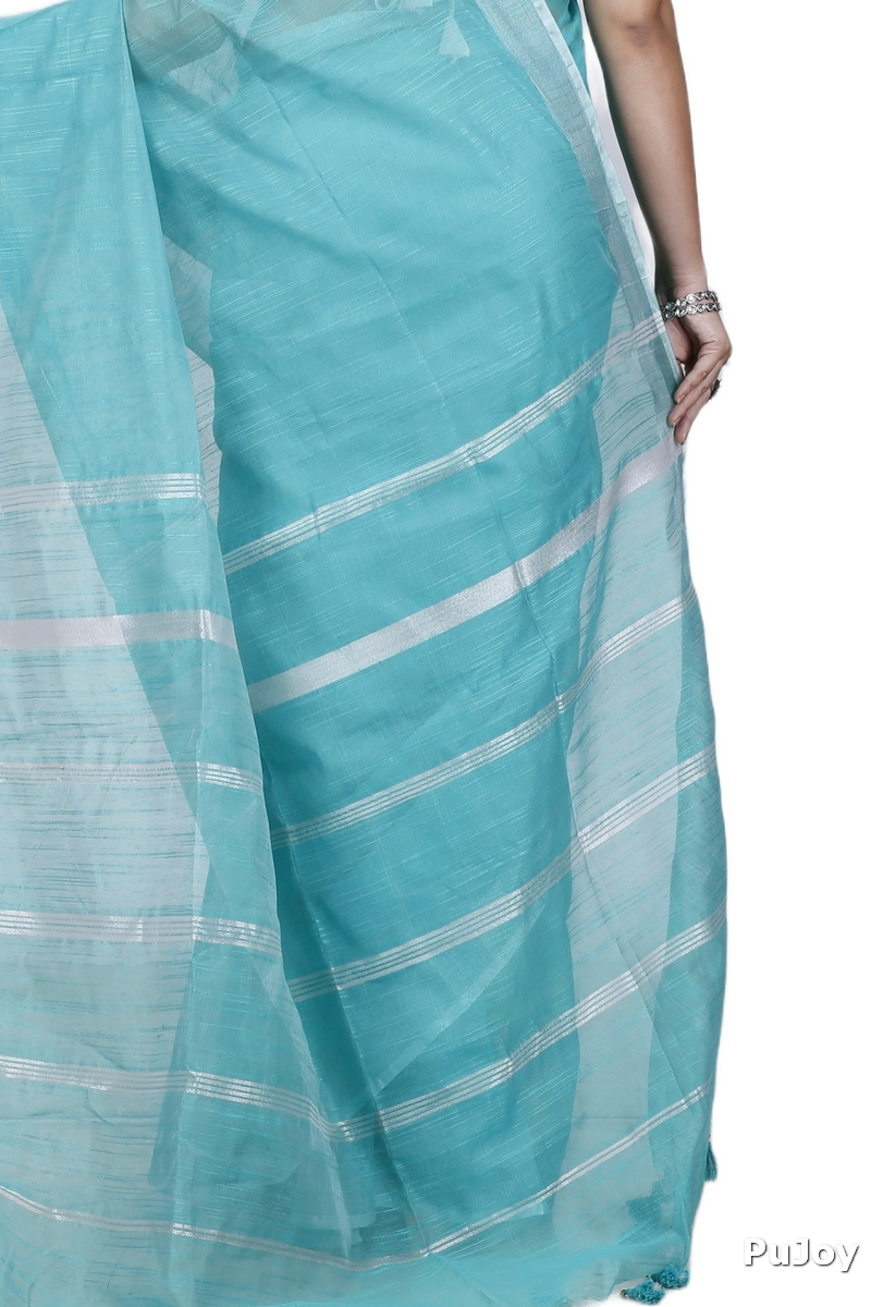 Green Blended Cotton Toshini Hand Loom Saree (1184)