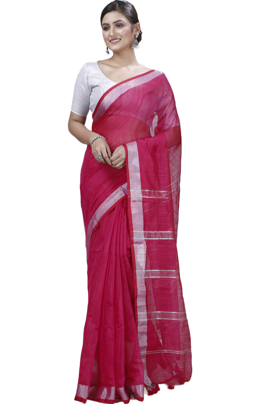 Pink Blended Cotton Toshini Hand Loom Saree (1185)