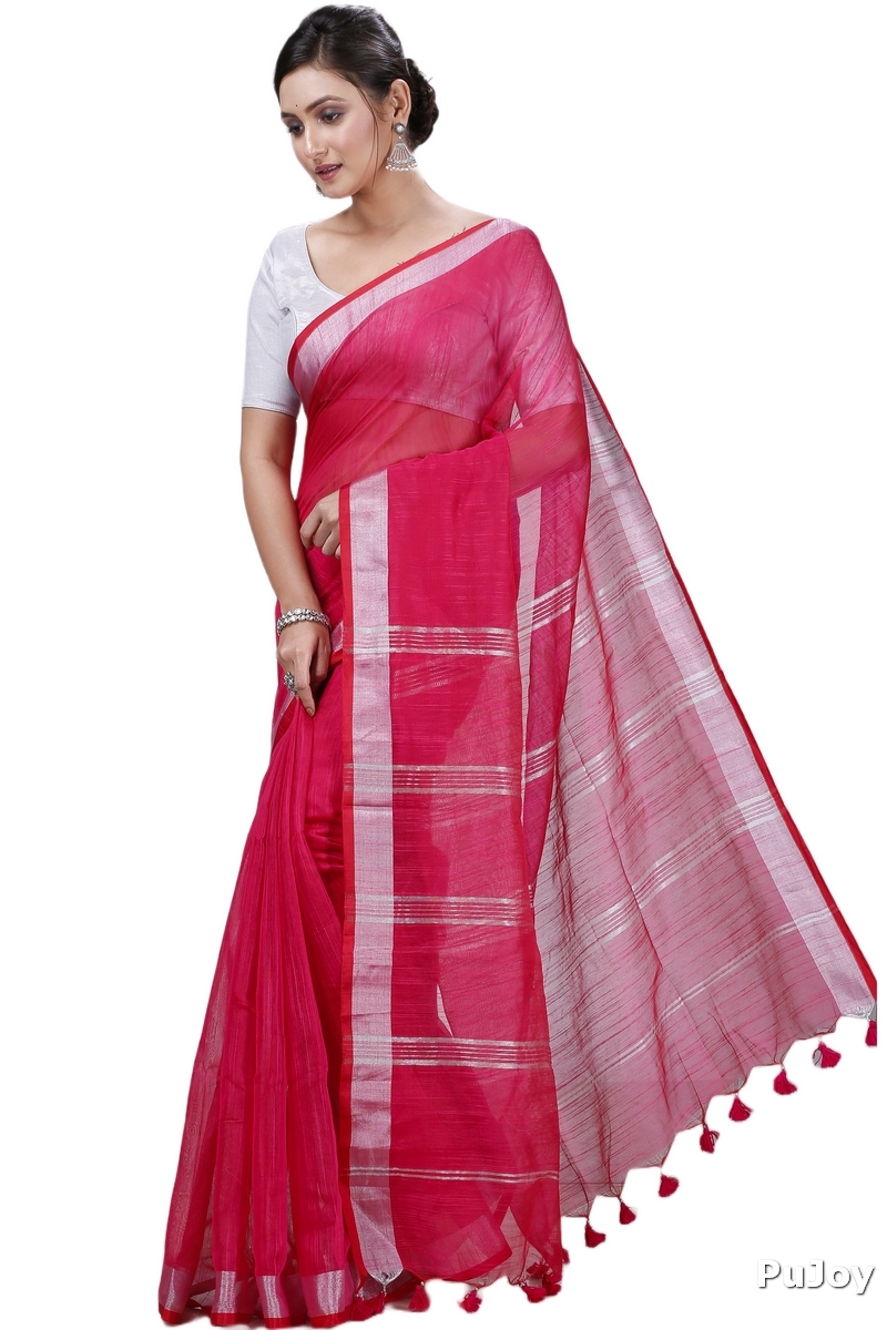 Pink Blended Cotton Toshini Hand Loom Saree (1185)